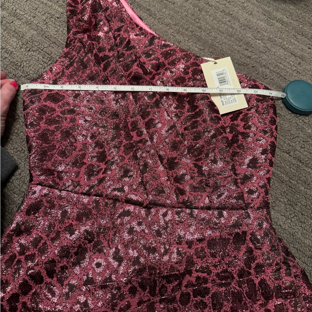 Ramy Brooke  Linda One Shoulder Mini Dress in Pink Animal Print XS NWT $525 - Picture 9 of 11